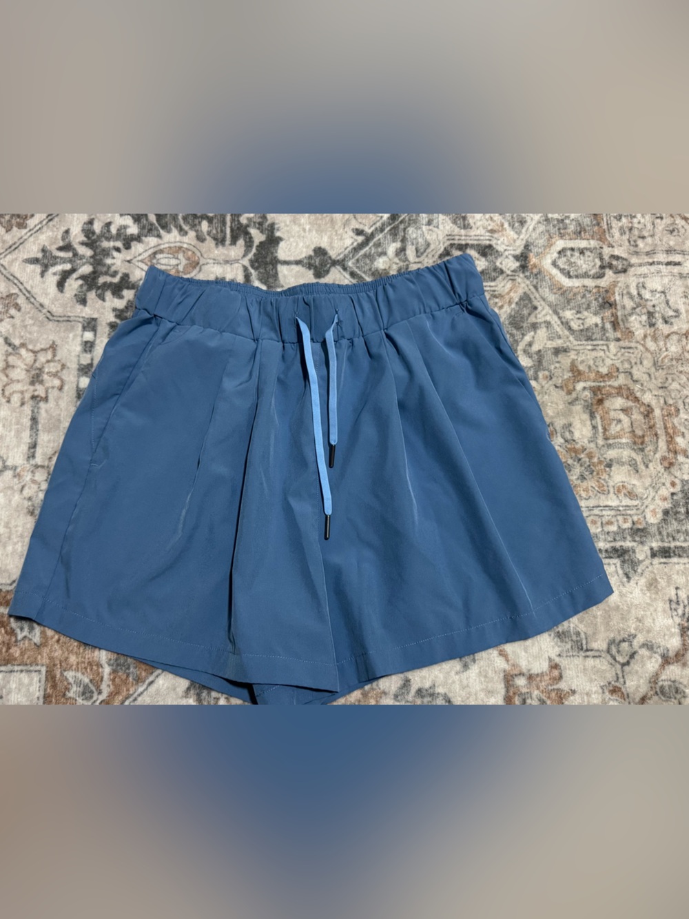 HALARA Men's Slate Blue Athletic Shorts with Light Blue Drawstring